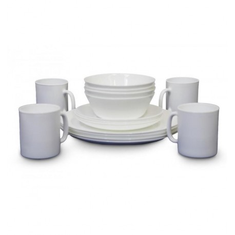 16 piece Tempered Glass Dinner Tableware Set - Opal