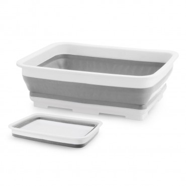 Collapsible Washing Up Bowl - White/Grey -