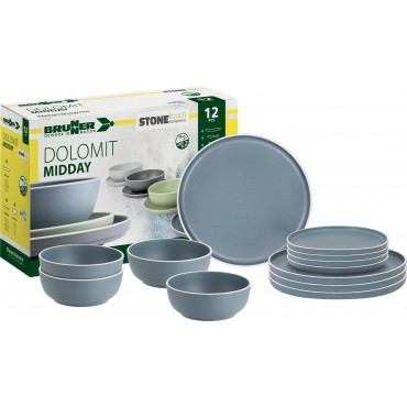 Melamine Dinner Set 12 piece  - Dolomit Blue