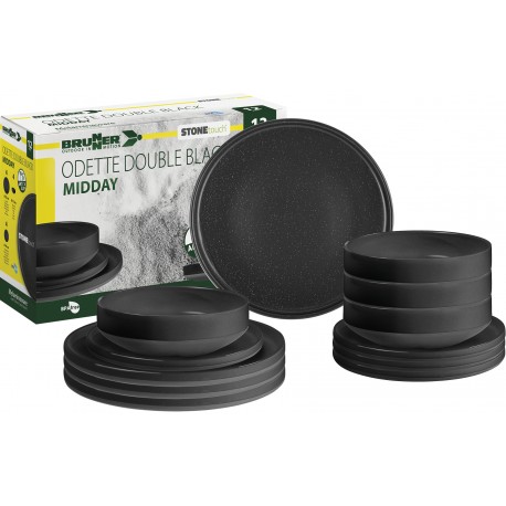 Melamine Dinner Set 12 piece - Odette Black