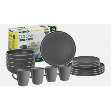 Melamine Dinner Set 16 piece - Dolomit Grey Stone Touch