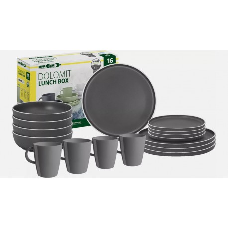 Melamine Dinner Set 16 piece - Dolomit Grey Stone Touch