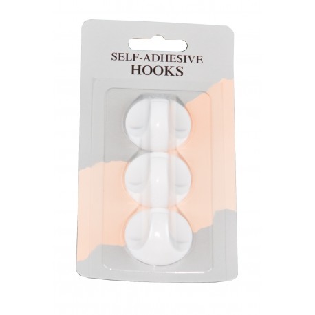 Flexpand Self Adhesive Small Round White Hooks - Pack Of Three