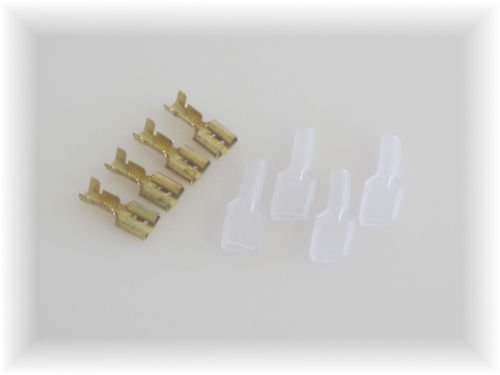 Spade Connector Terminal & Cover - 6.35mm - Pack Of 4