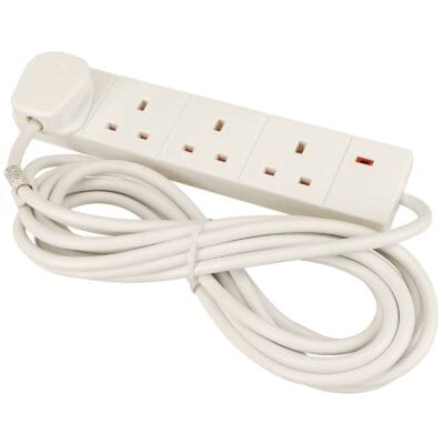 4 way Extension Lead with 2m Cable & 13a plug