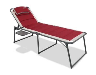 Quest Elite Bordeaux Pro Range Padded Lounger and Camp Bed with Side Table