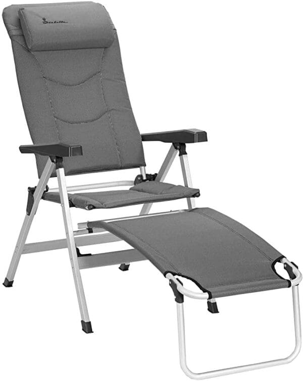 Isabella Thor Reclining Camping Chair with Footrest - Light Grey
