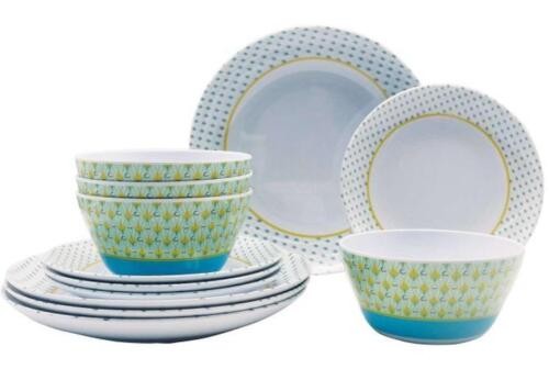 Melamine Dinner Set - 12 piece - Peacock - Anti Slip