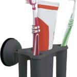 Grey Toothbrush Holder with Screwless Suction Cup Fastening