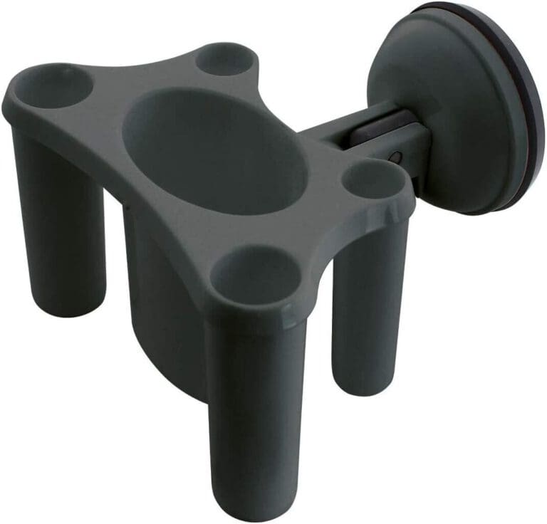 Grey Toothbrush Holder with Screwless Suction Cup Fastening