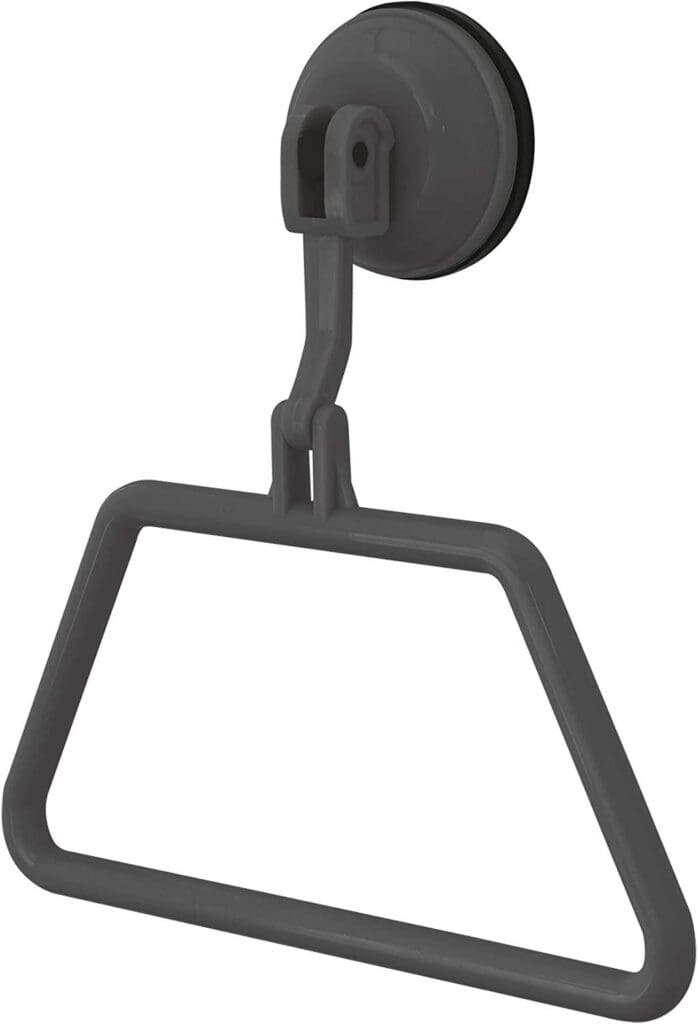 Grey Towel Holder Ring with Screwless Suction Cup Fastening