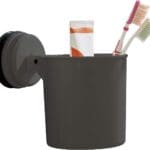 Grey Round Bathroom Holder with Screwless Suction Cup Fastening