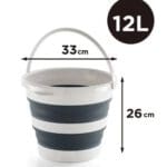 12 Litre Collapsible Silicone Sided Bucket - White and Grey