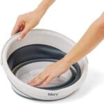 12 Litre Collapsible Silicone Sided Bucket - White and Grey