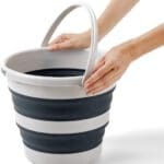 12 Litre Collapsible Silicone Sided Bucket - White and Grey