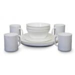 16 piece Tempered Glass Dinner Tableware Set - Opal