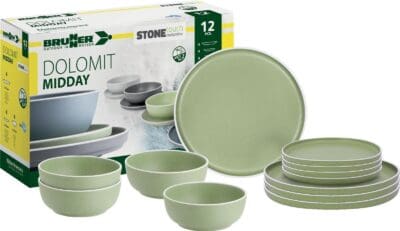 Melamine Dinner Set 12 piece - Dolomit Green
