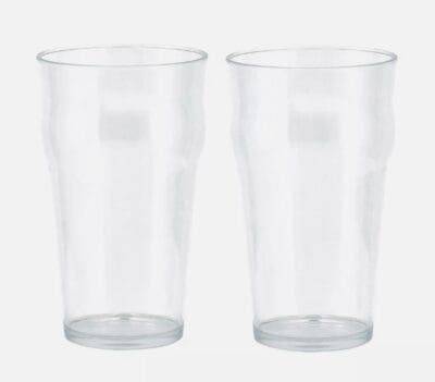500ml Beer Glass - Pack of Two - Plastic