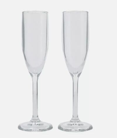 Champagne Glass - Pack of Two - Clear Plastic