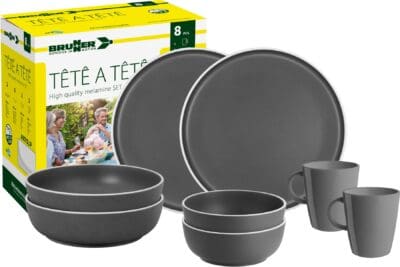 Melamine Dinner Set 8 piece - Dark Grey - Tête-à-Tête