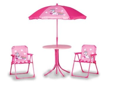 Children's Garden Table, Chairs and Parasol Set - Unicorn