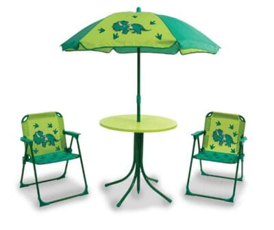 Children’s Garden Table, Chairs and Parasol Set - Dinosaur